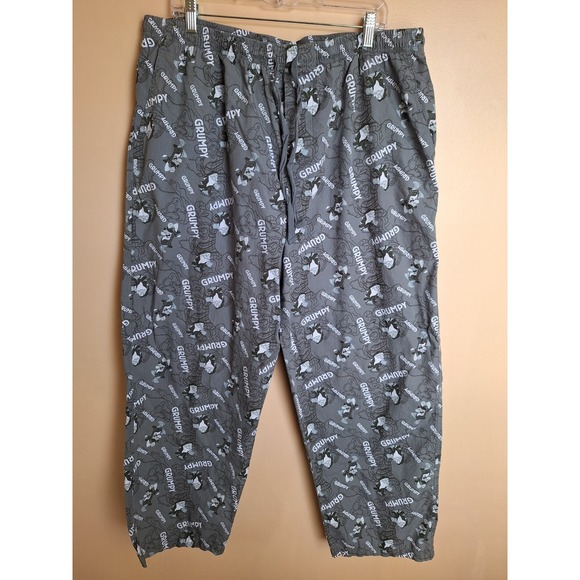 Disney‎ Parks Mens XXL Grey Grumpy Novelty Print Pjs Athlesier Pants - Picture 1 of 9